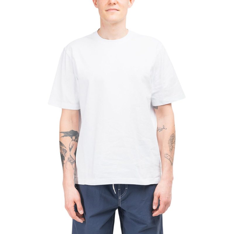 stussy stock logo crew t shirt weiss 260753