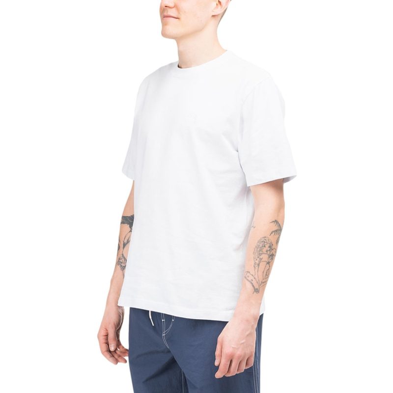 stussy stock logo crew t shirt weiss 542629