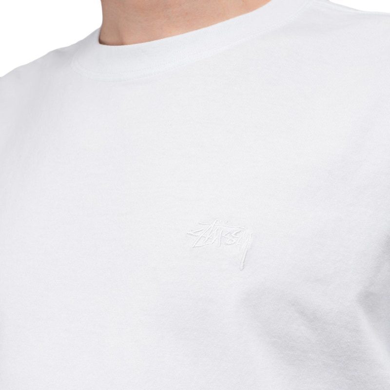 stussy stock logo crew t shirt weiss 691483