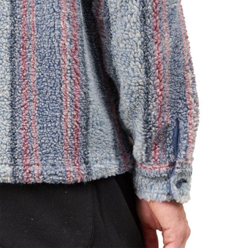 stussy stripe sherpa shirt blau 209784