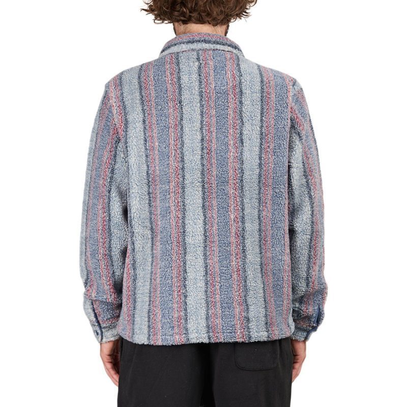 stussy stripe sherpa shirt blau 276137