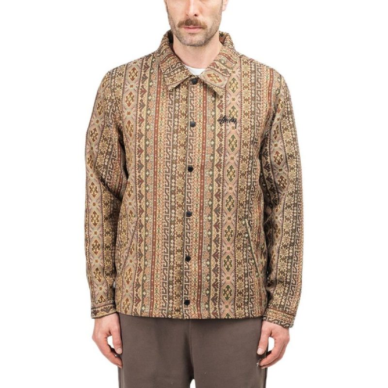 stussy tapestry classic coach jacket braun multi 999309