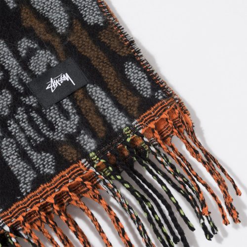 stussy tree bark wool scarf braun orange 597340