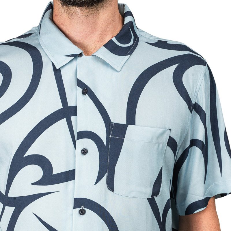 stussy tribal pattern shirt blau 192085