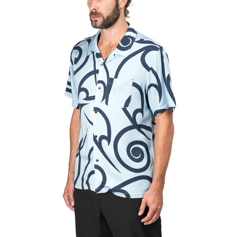 stussy tribal pattern shirt blau 736242