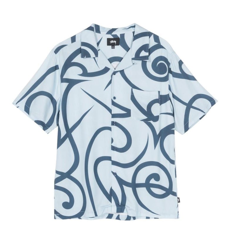 stussy tribal pattern shirt blau 893603