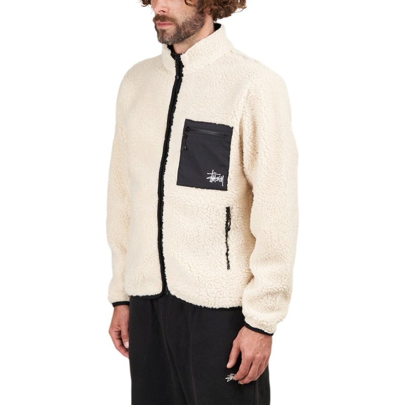 stussy venus jacquard sherpa jacket weiss 188445