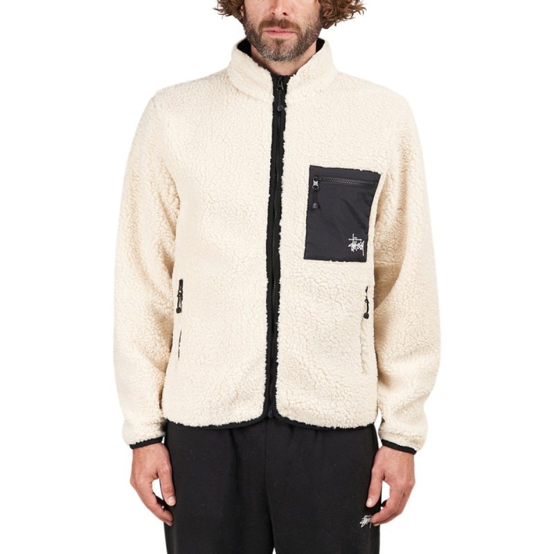 stussy venus jacquard sherpa jacket weiss 557137