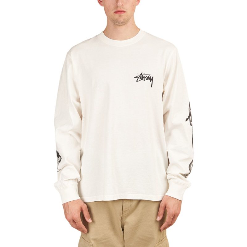 stussy venus pigment dyed longsleeve weiss 812951