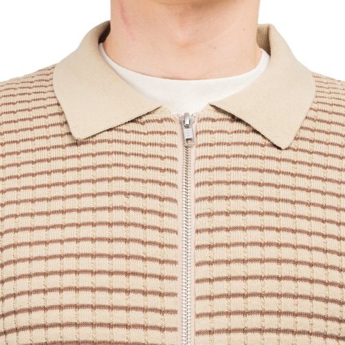 stussy waffle knit longsleeve zip polo khaki 796444