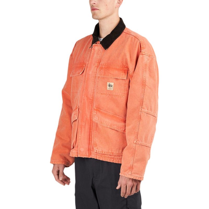 stussy washed canvas shop jacket orange 709080 d7751638 1bd7 4e2d 9efb 7eb1dc0b8b3b