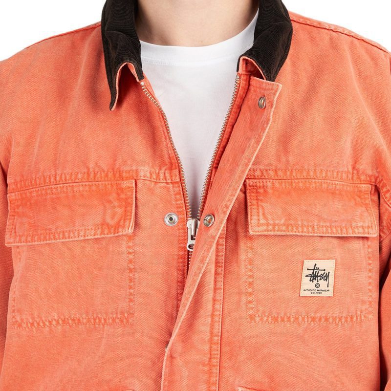 stussy washed canvas shop jacket orange 725211 54da94ed 4060 4eaa a998 4a436ac1db92