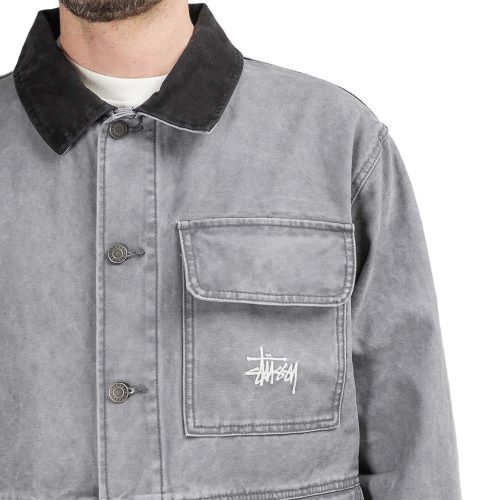 stussy washed chore jacket grau 129254