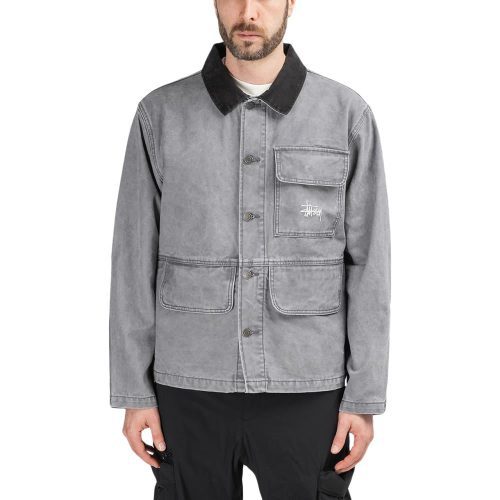 stussy washed chore jacket grau 975685