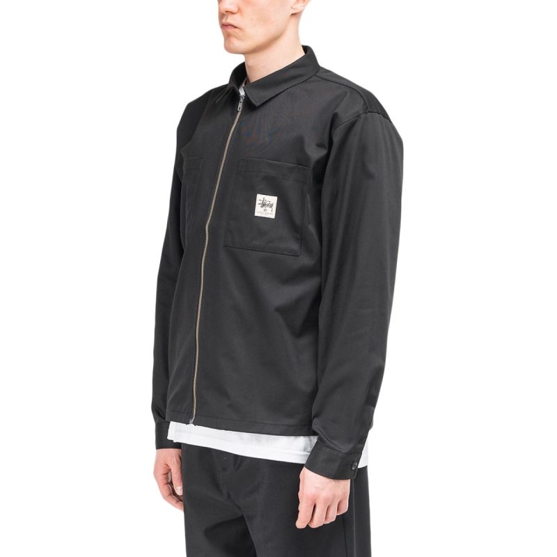 stussy zip up work shirt schwarz 866979