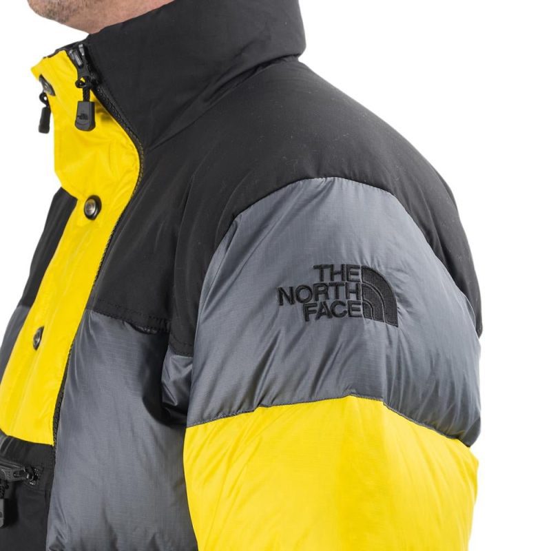 the north face steep tech down jacket grau gelb 182332