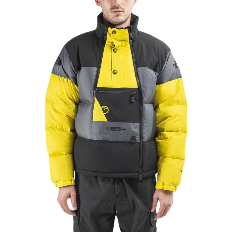 the north face steep tech down jacket grau gelb 740278