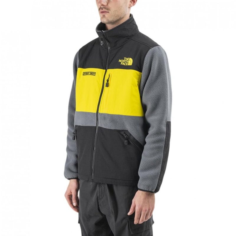 the north face steep tech fleece jacket grau gelb 225270