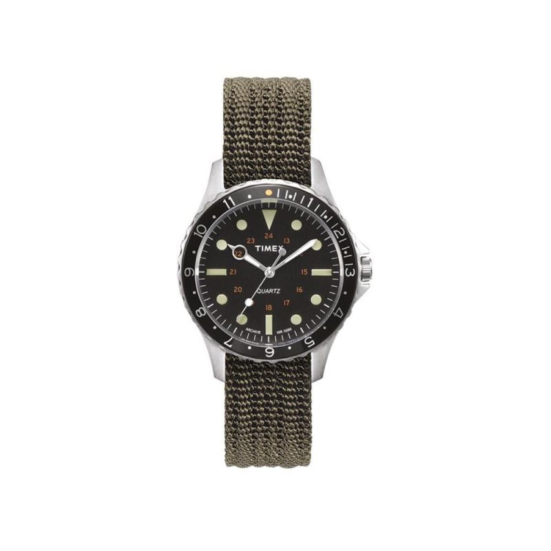 timex archive navi harbor 38mm olive silber 991022