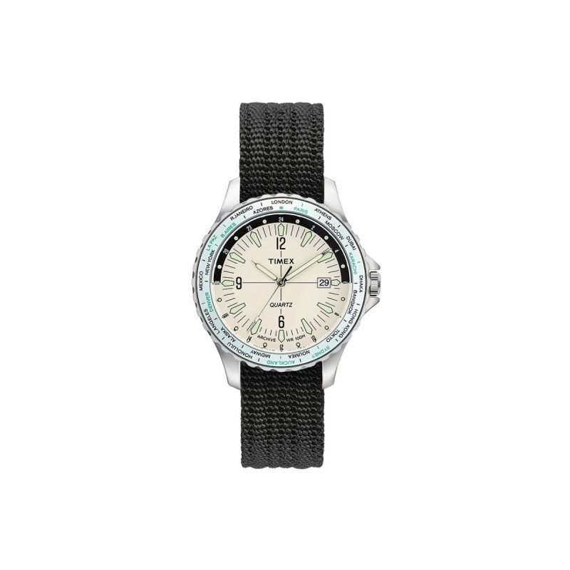 timex archive navi world time 38mm weiss 480784