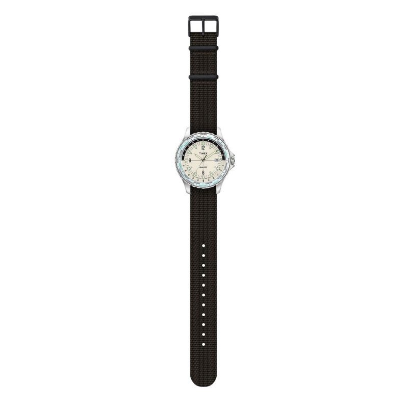 timex archive navi world time 38mm weiss 860183