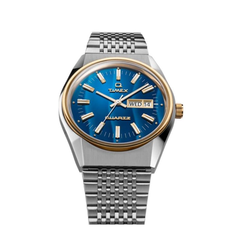 timex archive q falcon eye reissue 38mm silber blau 166457