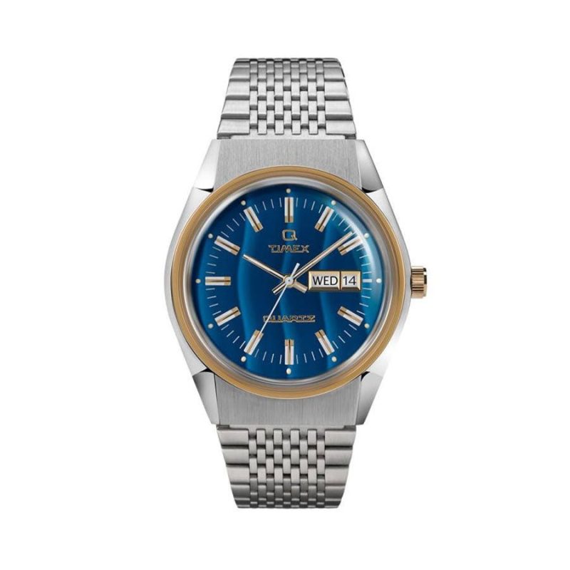 timex archive q falcon eye reissue 38mm silber blau 933575