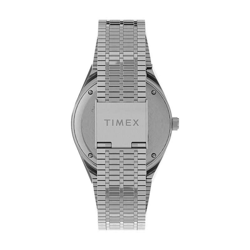 timex archive q timex reissue 38mm stainless steel bracelet silber schwarz 576069