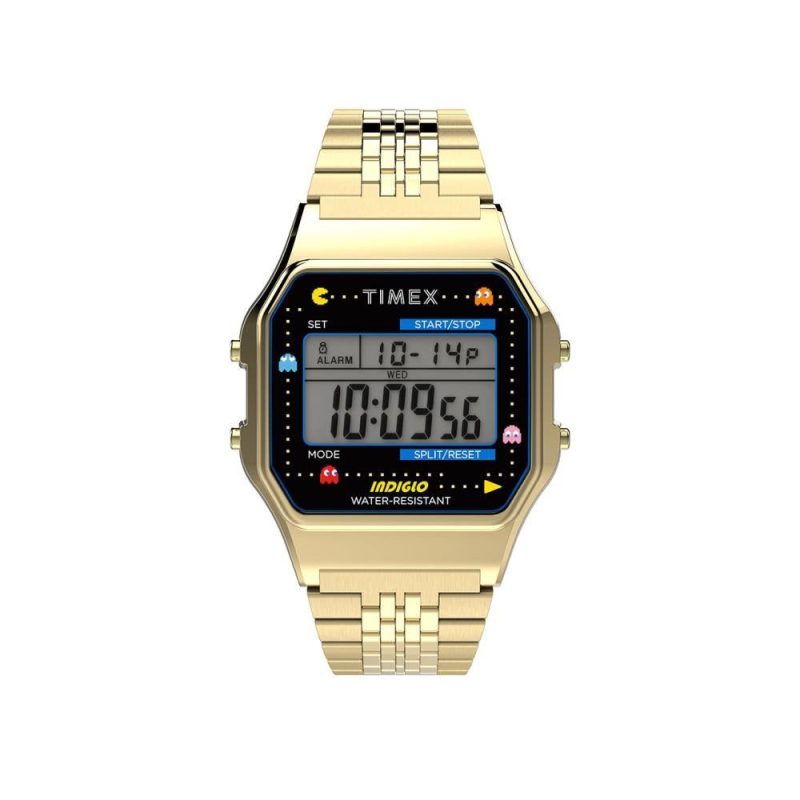 timex archive t80 x pac man 34mm gold 354752