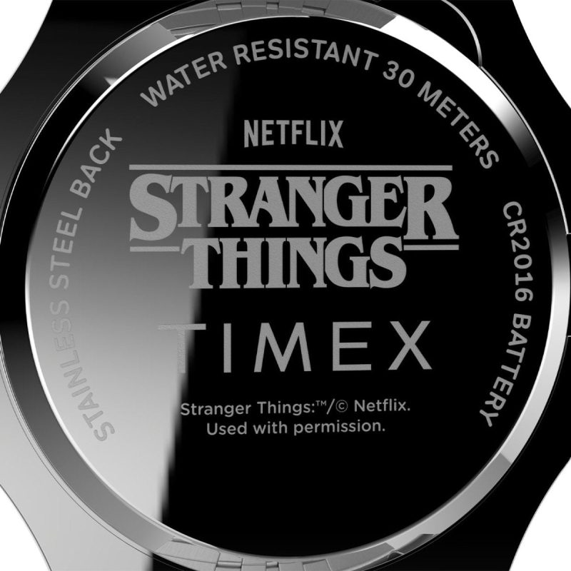 timex t80 x stranger things 34mm stainless steel bracelet watch silber 210795